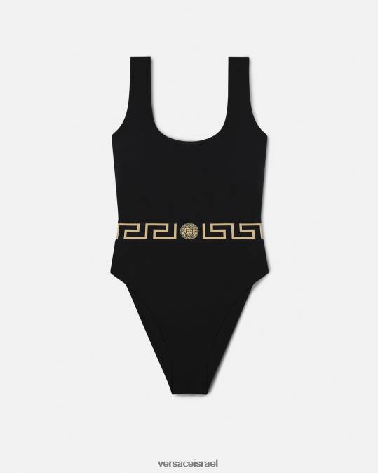נשים Versace שָׁחוֹר בגד ים מחלק אחד של greca תחתונים ובגדי חוף N8T21158