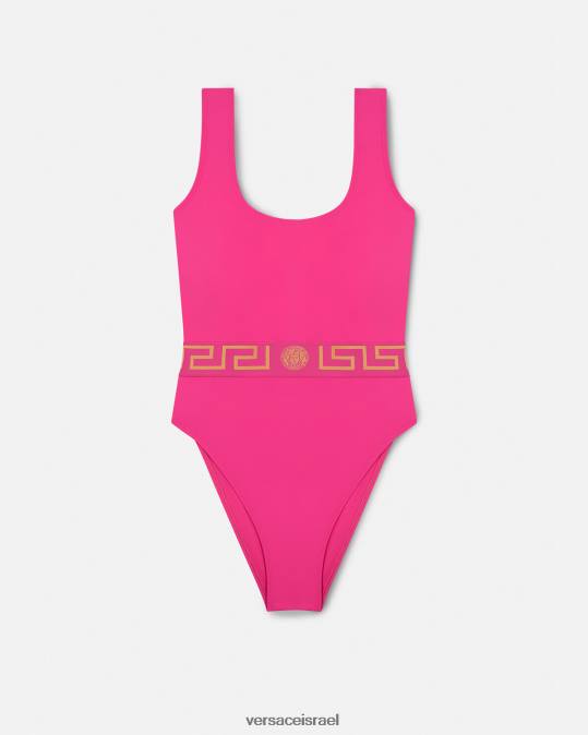 נשים Versace וָרוֹד בגד ים מחלק אחד של greca תחתונים ובגדי חוף N8T21178