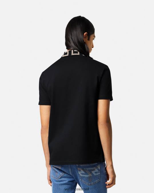 גברים Versace שָׁחוֹר חולצת פולו greca עם שרוולים קצרים הַלבָּשָׁה N8T21375