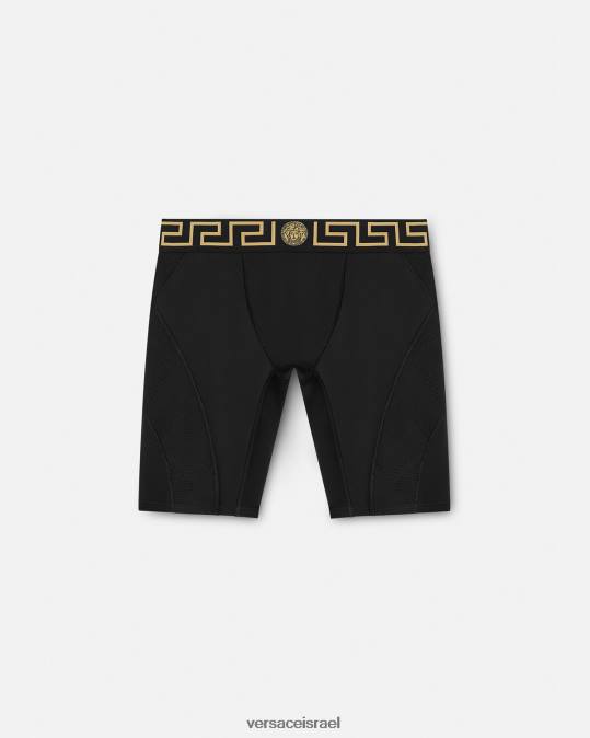 גברים Versace שָׁחוֹר מכנסי אופניים קצרים של greca הַלבָּשָׁה N8T21456