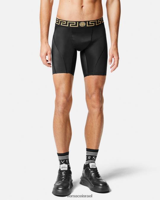 גברים Versace שָׁחוֹר מכנסי אופניים קצרים של greca הַלבָּשָׁה N8T21456