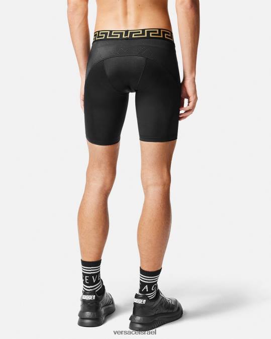 גברים Versace שָׁחוֹר מכנסי אופניים קצרים של greca הַלבָּשָׁה N8T21456