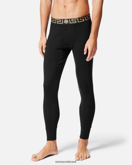גברים Versace שָׁחוֹר תחתונים ארוכים בגבול greca תחתונים ובגדי חוף N8T21760
