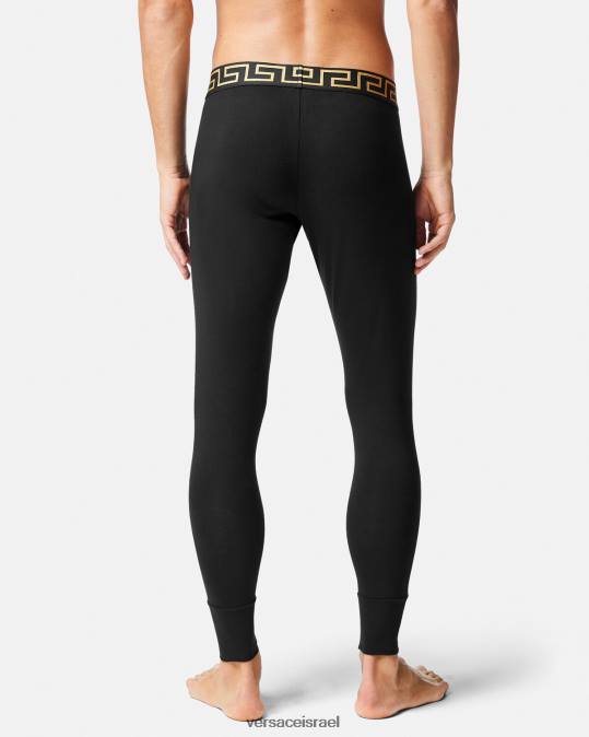 גברים Versace שָׁחוֹר תחתונים ארוכים בגבול greca תחתונים ובגדי חוף N8T21760