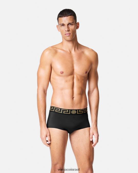 גברים Versace שָׁחוֹר בגד ים בגבול greca תחתונים ובגדי חוף N8T21807