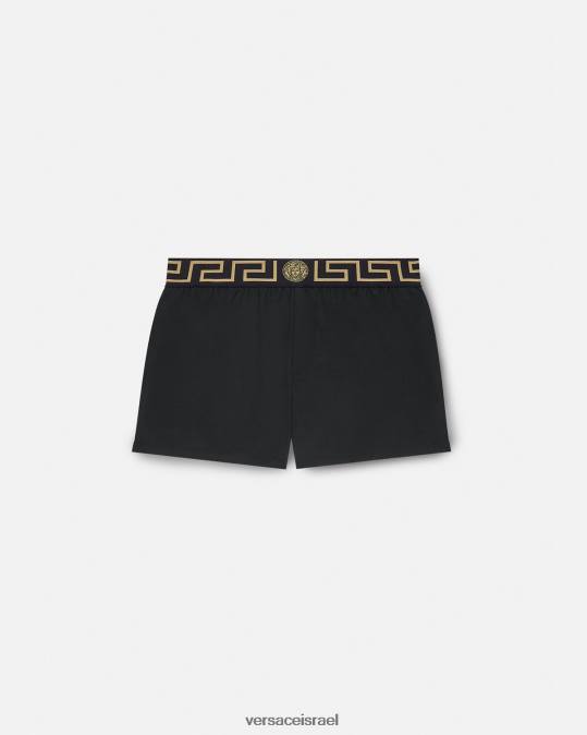 גברים Versace שָׁחוֹר מכנסי ים קצרים של greca תחתונים ובגדי חוף N8T21813
