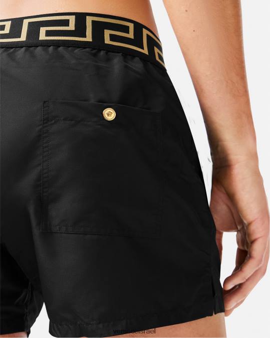 גברים Versace שָׁחוֹר מכנסי ים קצרים של greca תחתונים ובגדי חוף N8T21813