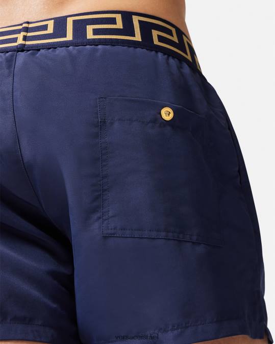 גברים Versace כְּחוֹל מכנסי ים קצרים של greca תחתונים ובגדי חוף N8T21814