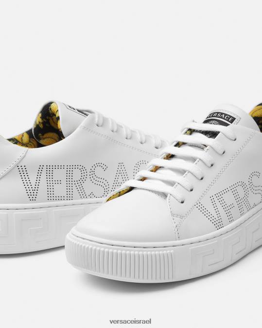 יְלָדִים Versace לבן & הדפס נעלי ספורט לוגו greca נַעַל N8T22036