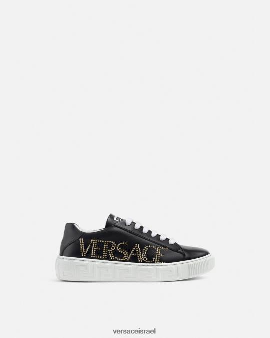 יְלָדִים Versace שָׁחוֹר נעלי ספורט לוגו greca נַעַל N8T22037