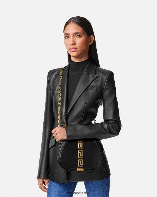נשים Versace שָׁחוֹר תיק כתף גדול של אלת greca תיקים N8T2254