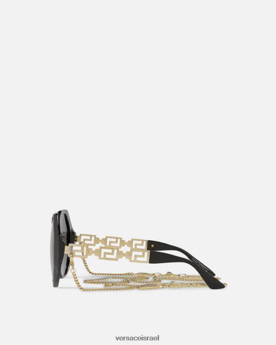 נשים Versace שָׁחוֹר משקפי שמש greca התאמה נוספת אביזרים N8T2685