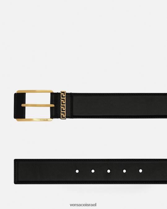 גברים Versace שָׁחוֹר חגורת עור greca accent אביזרים N8T21615