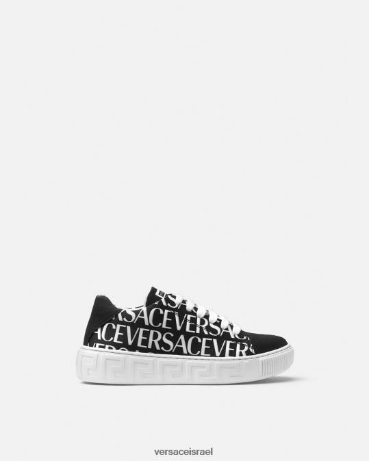 יְלָדִים Versace שחור & הדפס נעלי ספורט greca allover נַעַל N8T22038