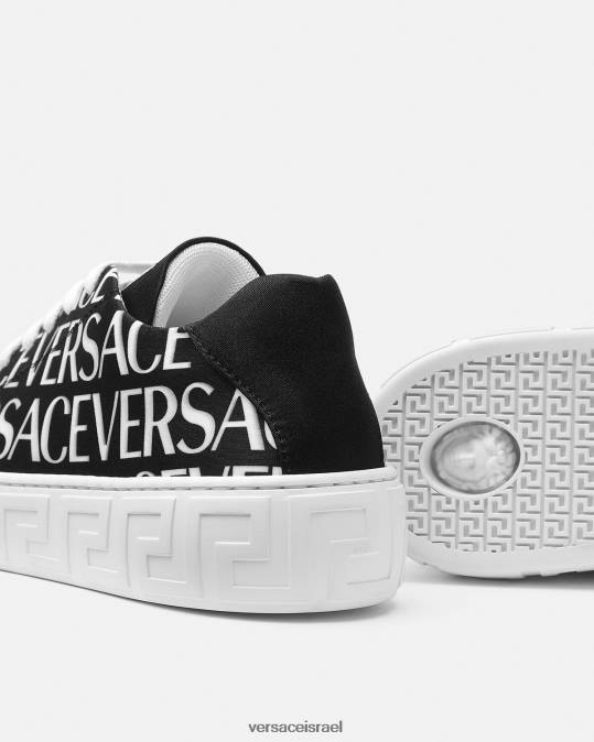 יְלָדִים Versace שחור & הדפס נעלי ספורט greca allover נַעַל N8T22038