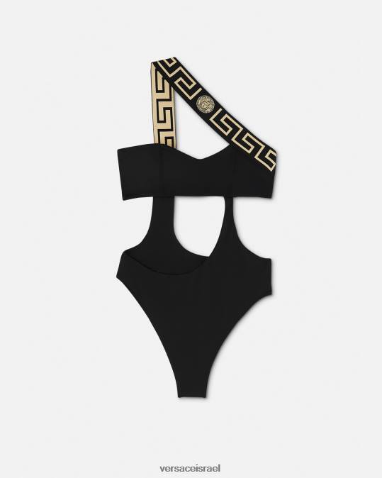 נשים Versace שָׁחוֹר בגד ים greca border מחלק אחד תחתונים ובגדי חוף N8T21161