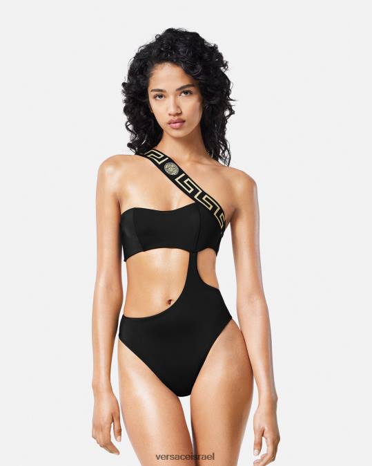 נשים Versace שָׁחוֹר בגד ים greca border מחלק אחד תחתונים ובגדי חוף N8T21161