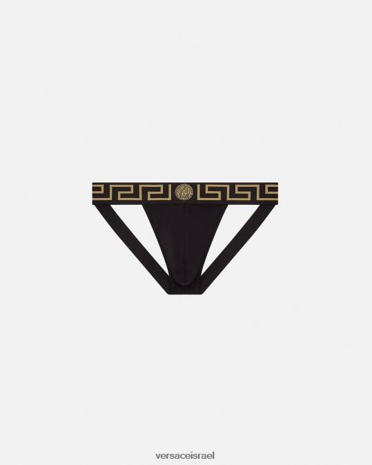 גברים Versace שָׁחוֹר greca border jockstrap תחתונים ובגדי חוף N8T21774