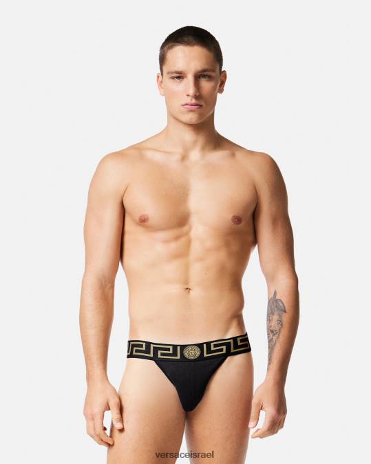 גברים Versace שָׁחוֹר greca border jockstrap תחתונים ובגדי חוף N8T21774