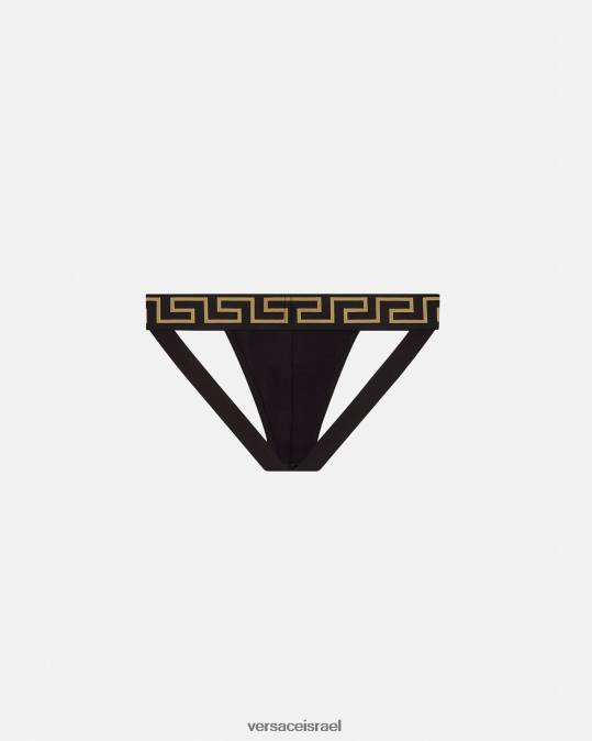 גברים Versace שָׁחוֹר greca border jockstrap תחתונים ובגדי חוף N8T21774