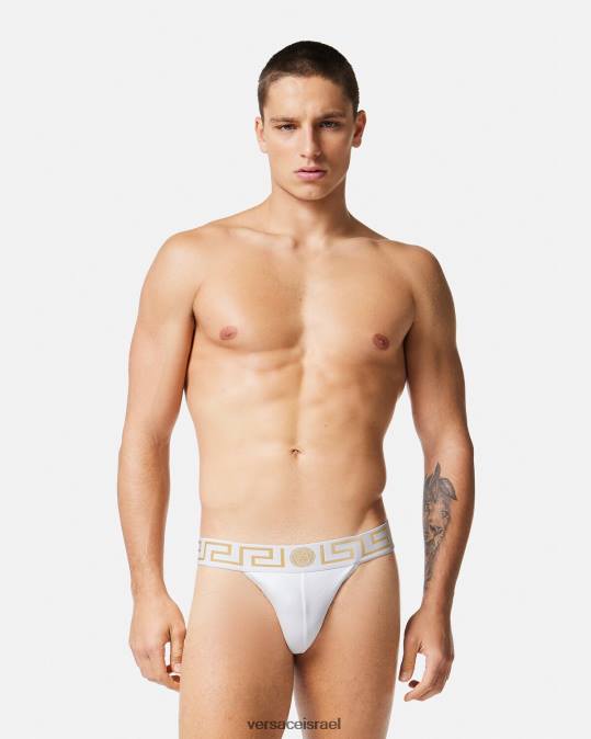 גברים Versace זהב לבן greca border jockstrap תחתונים ובגדי חוף N8T21776