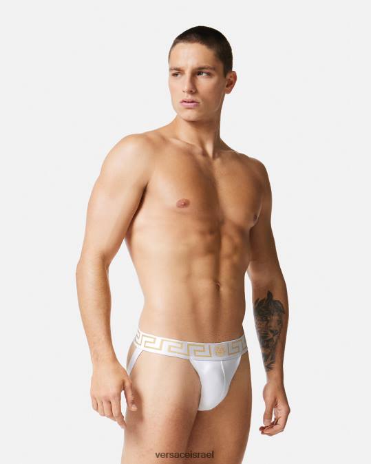 גברים Versace זהב לבן greca border jockstrap תחתונים ובגדי חוף N8T21776
