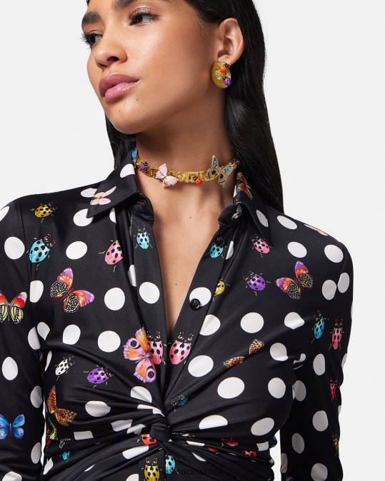 נשים Versace זהב פרפרי קריסטל greca choker אביזרים N8T2716