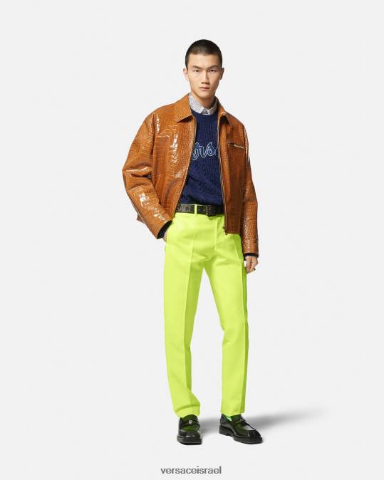 גברים Versace כְּחוֹל סוודר סרוג של greca varsity הַלבָּשָׁה N8T21350