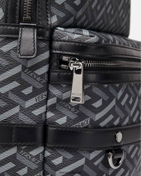 גברים Versace שחור ואפור תיק גב חתימה של la greca תיקים N8T21487