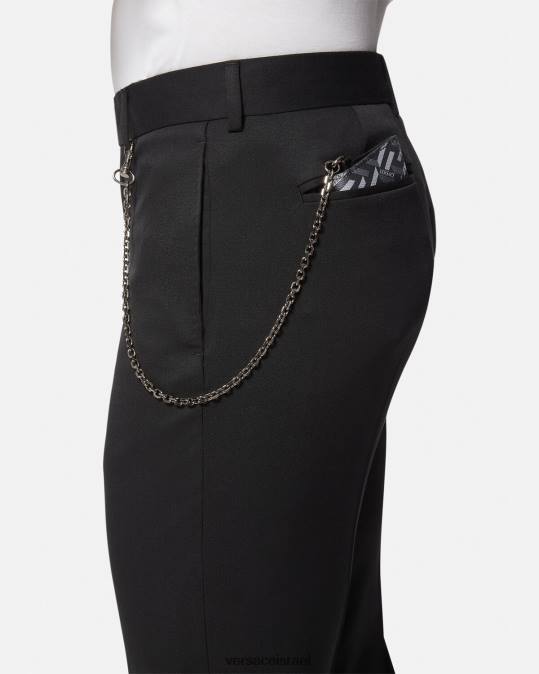 גברים Versace שחור ואפור מחזיק כרטיס שרשרת חתימת la greca אביזרים N8T21652