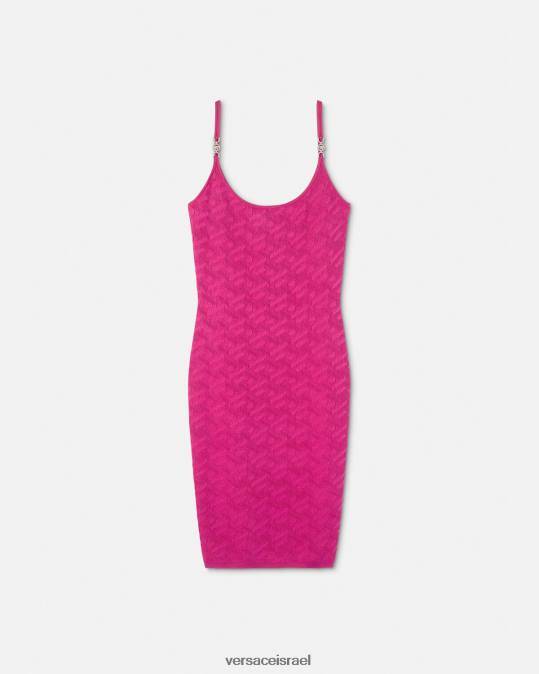 נשים Versace ורוד פוקסיה שמלת מידי של la greca medusa '95 הַלבָּשָׁה N8T230