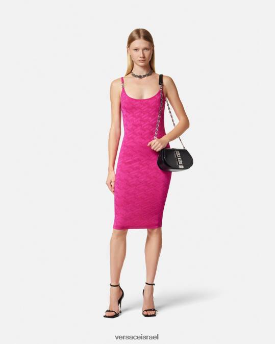 נשים Versace ורוד פוקסיה שמלת מידי של la greca medusa '95 הַלבָּשָׁה N8T230