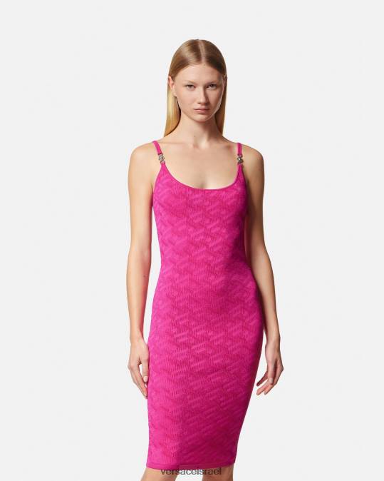 נשים Versace ורוד פוקסיה שמלת מידי של la greca medusa '95 הַלבָּשָׁה N8T230