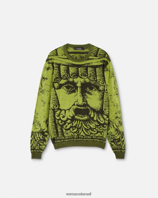 גברים Versace ירוק סוודר ג'קארד la maschera הַלבָּשָׁה N8T21336