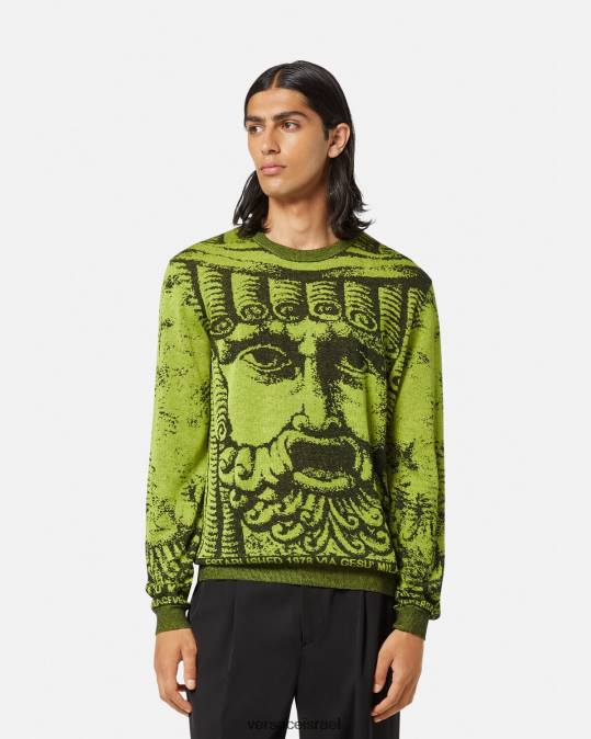 גברים Versace ירוק סוודר ג'קארד la maschera הַלבָּשָׁה N8T21336