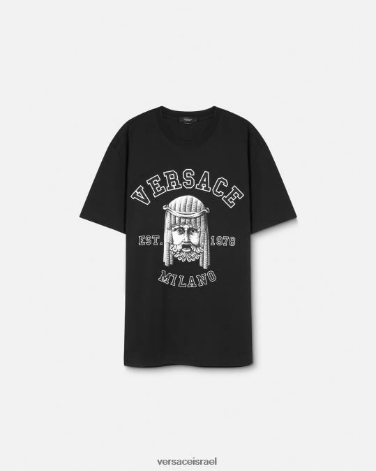 גברים Versace שָׁחוֹר חולצת טי של לוגו la maschera הַלבָּשָׁה N8T21385