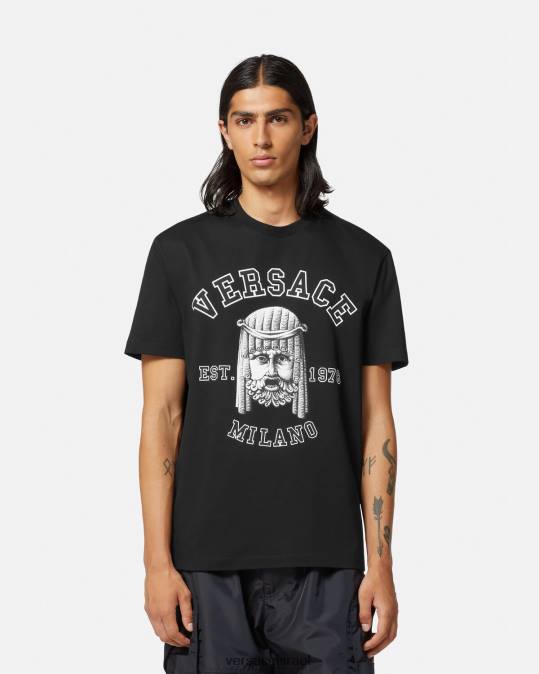 גברים Versace שָׁחוֹר חולצת טי של לוגו la maschera הַלבָּשָׁה N8T21385