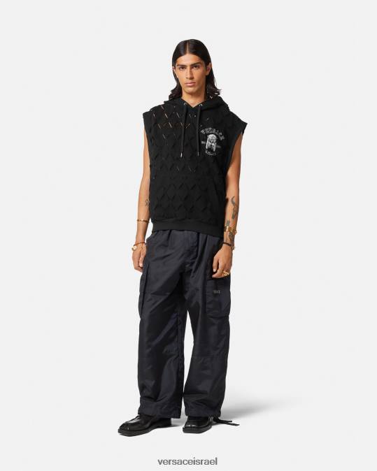 גברים Versace שָׁחוֹר קפוצ'ון לוגו של la maschera חתוך הַלבָּשָׁה N8T21423