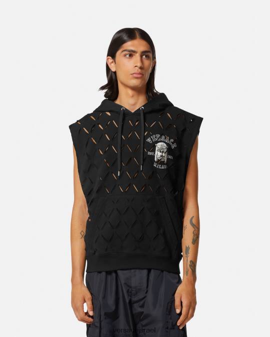 גברים Versace שָׁחוֹר קפוצ'ון לוגו של la maschera חתוך הַלבָּשָׁה N8T21423
