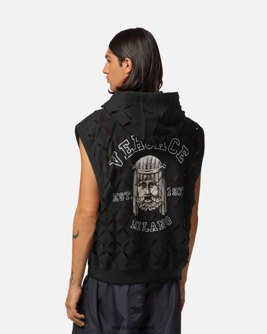 גברים Versace שָׁחוֹר קפוצ'ון לוגו של la maschera חתוך הַלבָּשָׁה N8T21423