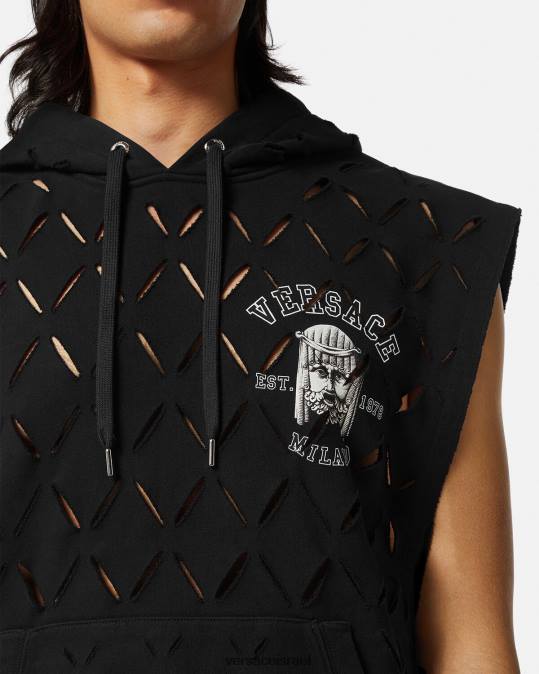 גברים Versace שָׁחוֹר קפוצ'ון לוגו של la maschera חתוך הַלבָּשָׁה N8T21423