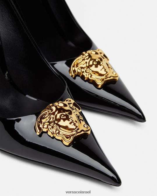 נשים Versace שָׁחוֹר משאבות מעור פטנט של la medusa נַעַל N8T2488