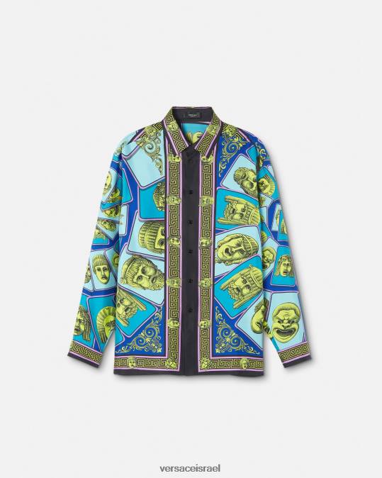 גברים Versace הדפס חולצת משי le maschere הַלבָּשָׁה N8T21305
