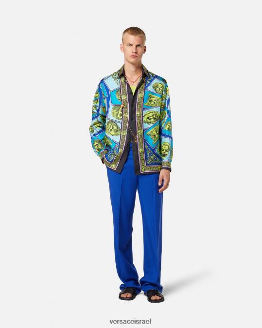 גברים Versace הדפס חולצת משי le maschere הַלבָּשָׁה N8T21305