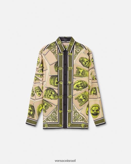גברים Versace הדפס חולצת משי le maschere הַלבָּשָׁה N8T21306