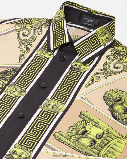 גברים Versace הדפס חולצת משי le maschere הַלבָּשָׁה N8T21306