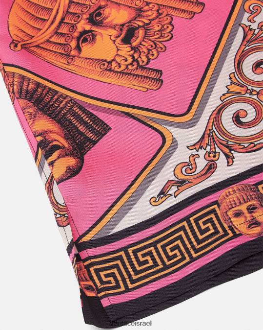 גברים Versace ורוד & הדפס חולצת משי le maschere הַלבָּשָׁה N8T21307