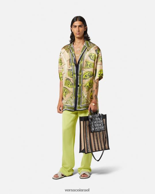 גברים Versace הדפס חולצת משי אוברסייז le maschere הַלבָּשָׁה N8T21308