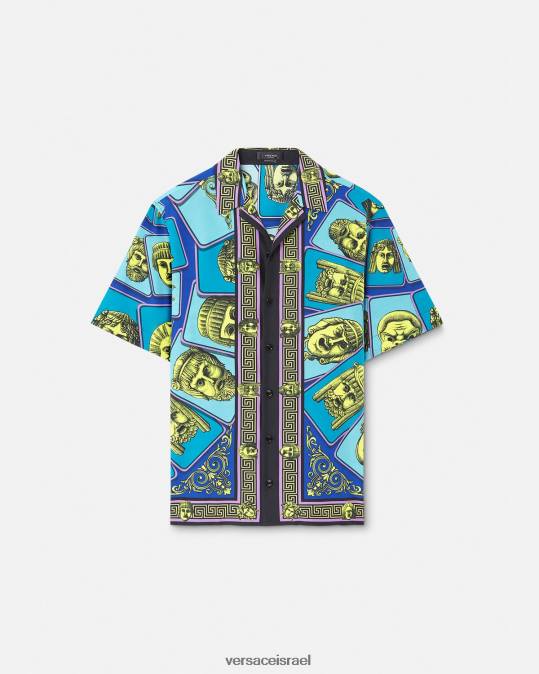 גברים Versace הדפס חולצה בתערובת כותנה le maschere הַלבָּשָׁה N8T21309