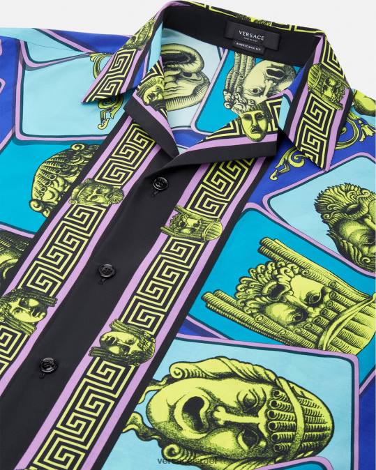 גברים Versace הדפס חולצה בתערובת כותנה le maschere הַלבָּשָׁה N8T21309